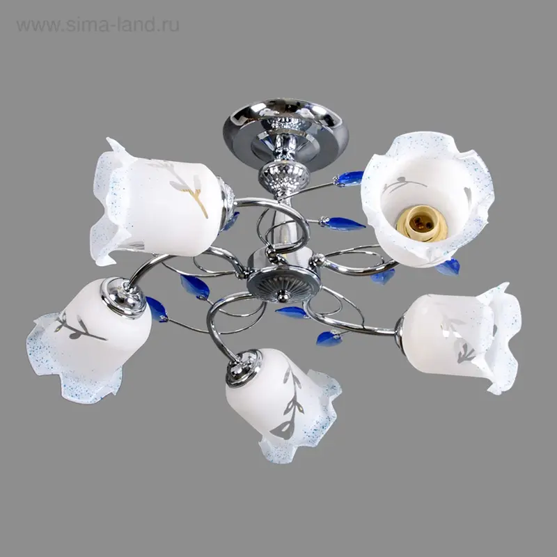 Люстра "Тюльпаны" 5 рожков (ДC 220V 40W E27) d=55 см h=30 см