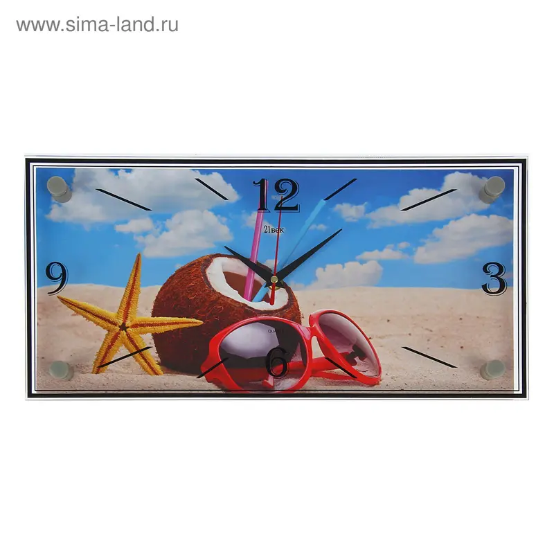Часы настенные прямоугольные "Пляж", 19х39 см