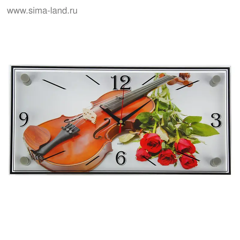 Часы настенные прямоугольные "Розы и скрипка", 19х39 см