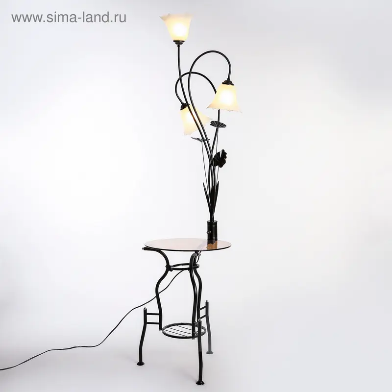Торшер "Ландыш" 3 лампы черный h=160 см (220W 15W E27)