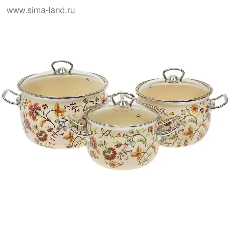 Набор кастрюль "Майолика", 3 шт: 2,5 л, 3,5 л, 5 л
