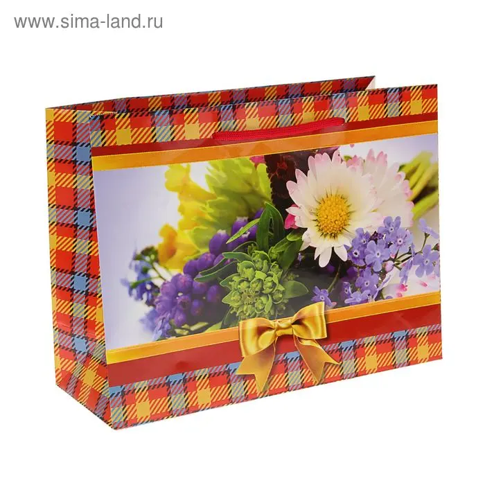 Пакет подарочный "Полевые цветы" 24,5 x 32,5 x 12 см