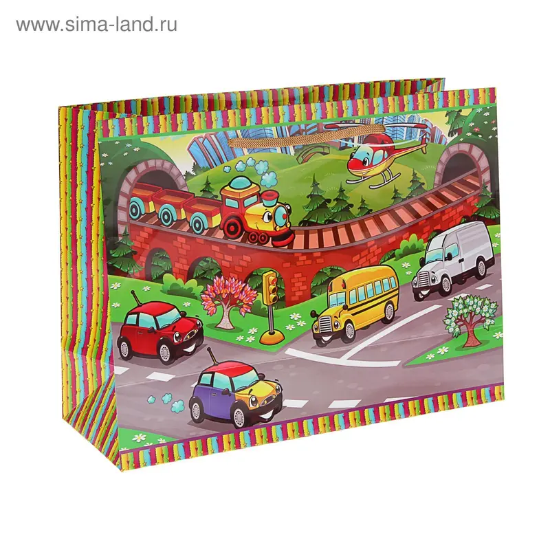 Пакет подарочный "Солнечный город" 32,5 x 12 х 24,5 см