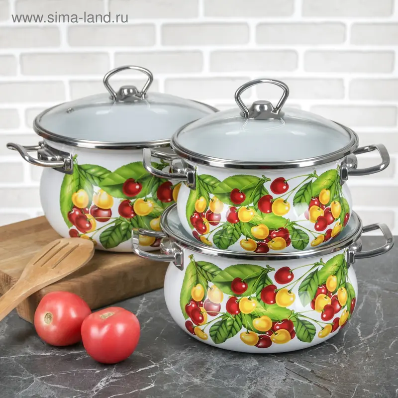 Набор кастрюль "Вкусняшка", 3 шт: 1,5 л, 2,5 л, 3,5 л