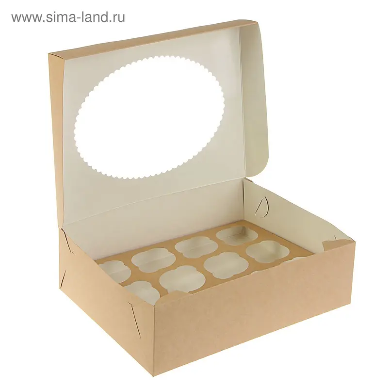 Упаковка на 12 капкейков, крафт, 33 х 25 х 10 см