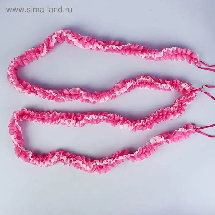 Лента-рюш на капот малиновый - белый 5х300 см