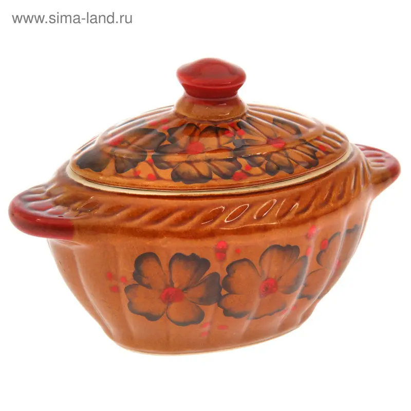 Горшок духовой "Овальный", цветы, 0,7 л, микс