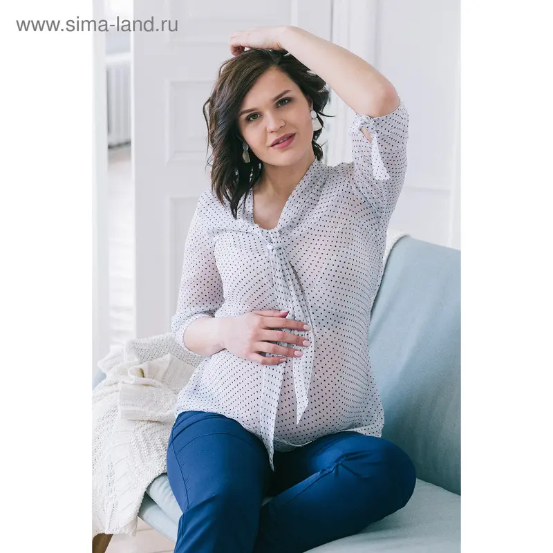 Блузка для беременных 2207, цвет в горох, размер 48, рост 170