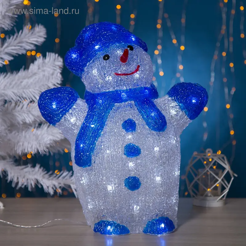 Фигура акрил. "Снеговик" 33х23х41 см, с диммером, 72 LED, 220V, БЕЛЫЙ