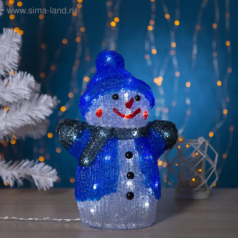 Фигура акрил. "Снеговик" 21х13х29 см, с диммером, 40 LED, 220V, БЕЛЫЙ