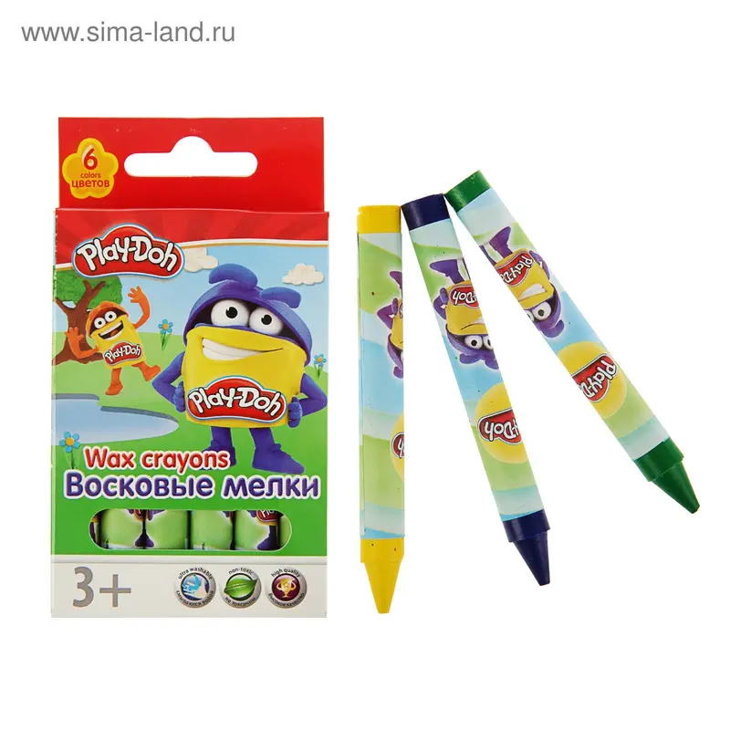 Мелки восковые 6 цветов Play-Doh PDDB-US1-CR6