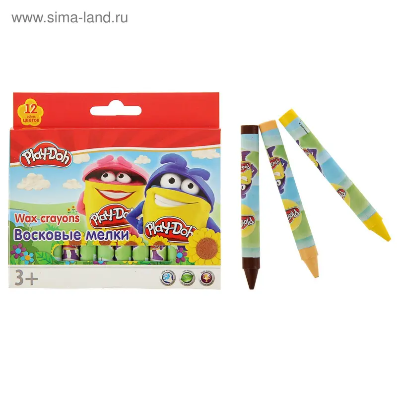 Мелки восковые 12 цветов Play Doh PDDB-US1-CR12