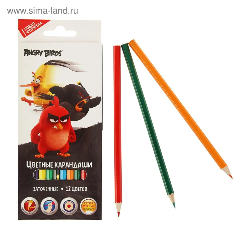яКарандаши 12цв Angry Birds Movie ABDB-US1-P-12