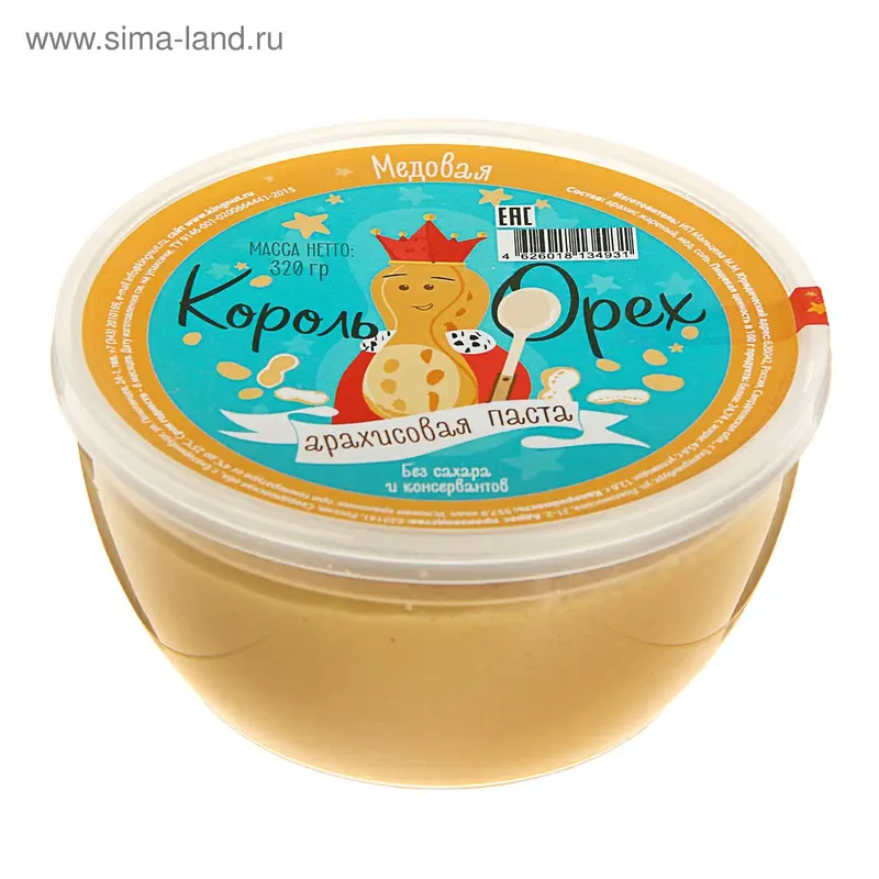 Арахисовая паста "Король Орех" медовая, 320 г