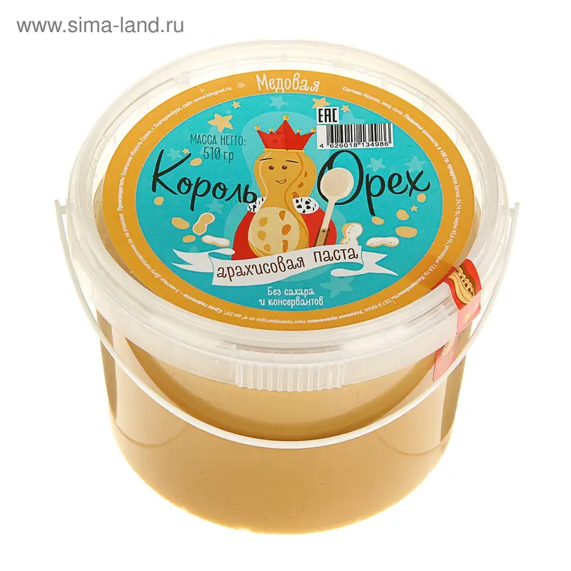 Арахисовая паста "Король Орех" медовая, 510 г