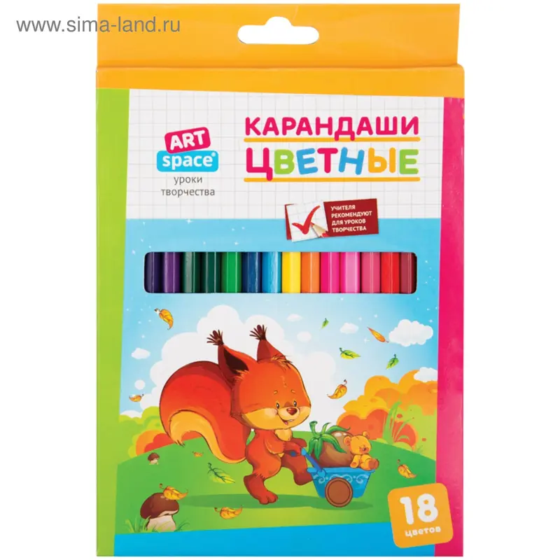 Карандаши 18 цветов "Зверята", европодвес