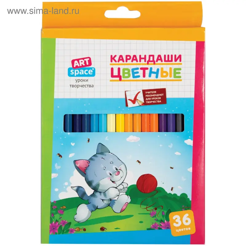 Карандаши 36 цветов "Зверята", европодвес
