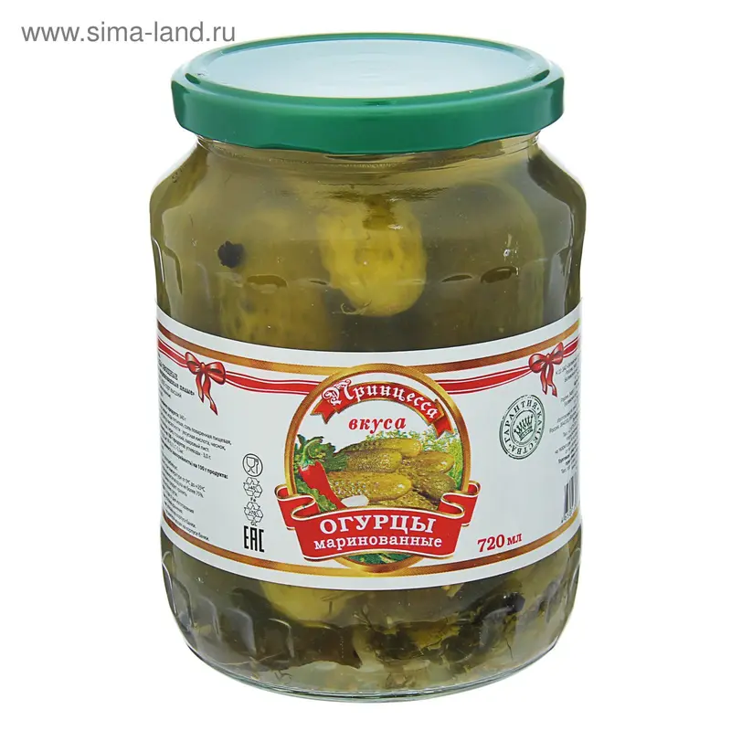 Огурцы маринованные ТМ "Принцесса Вкуса", 720 мл