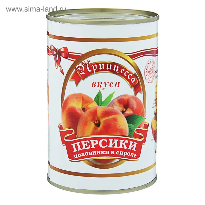 Персики в сиропеТМ "Принцесса вкуса", 425 мл