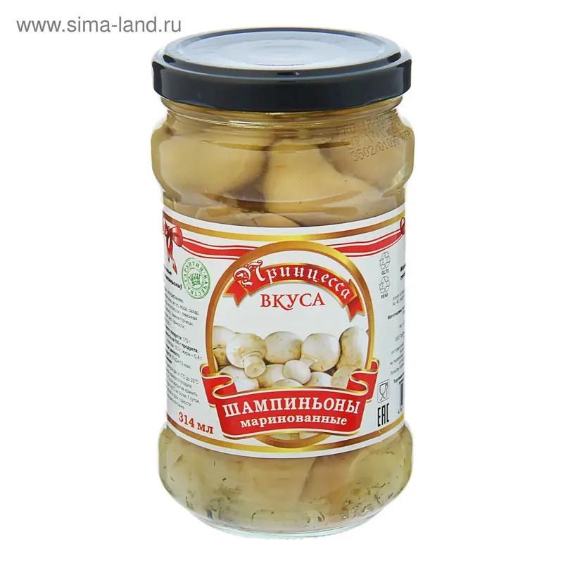 Маринованные Шампиньоны Принцесса Вкуса, 314 мл