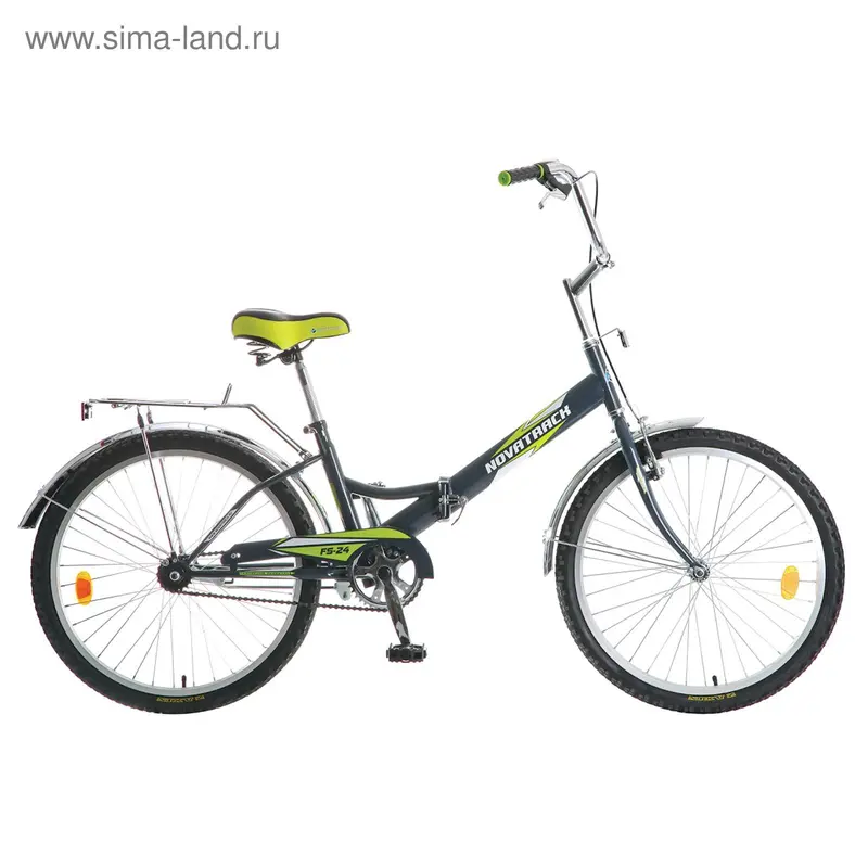 Велосипед 24" Novatrack FS, 2016, цвет серый/зелёный