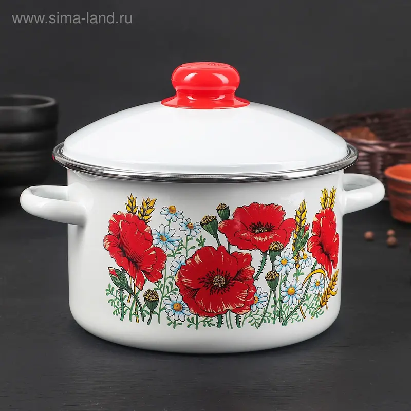 Кастрюля «Маки красные» 3 л, 01-Б1612/4