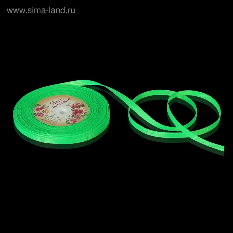 Лента репсовая, 6мм, 22±1м, №52, цвет салатовый