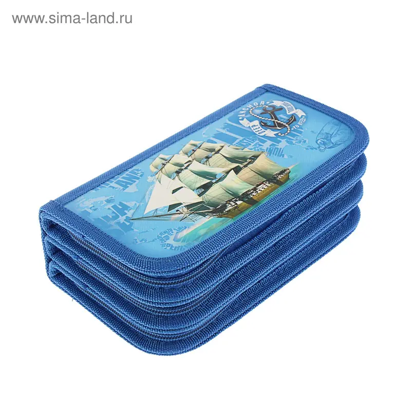Пенал 3 секции 105 x 190 мм, Prof Press ПН-6108 "Парусник в море", ламинированный картон