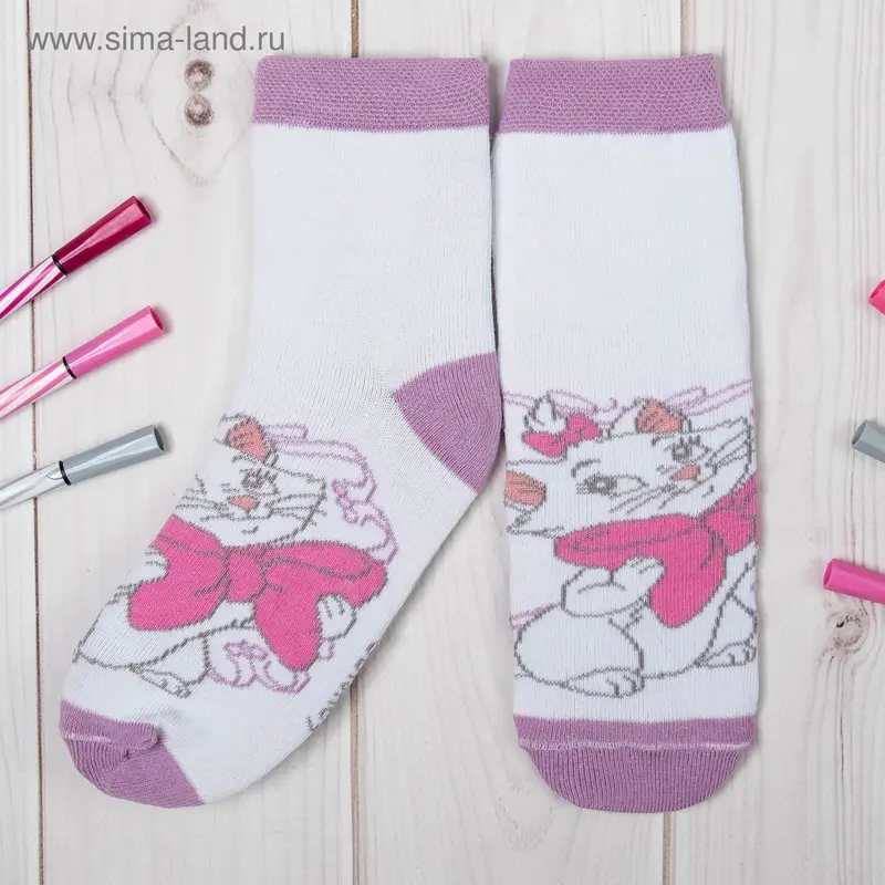 Носки детские "Кошечка Мари с бантом", 16-18 см, 4-6 лет, 80% хлопок, 17% полиамид, 3% эластан