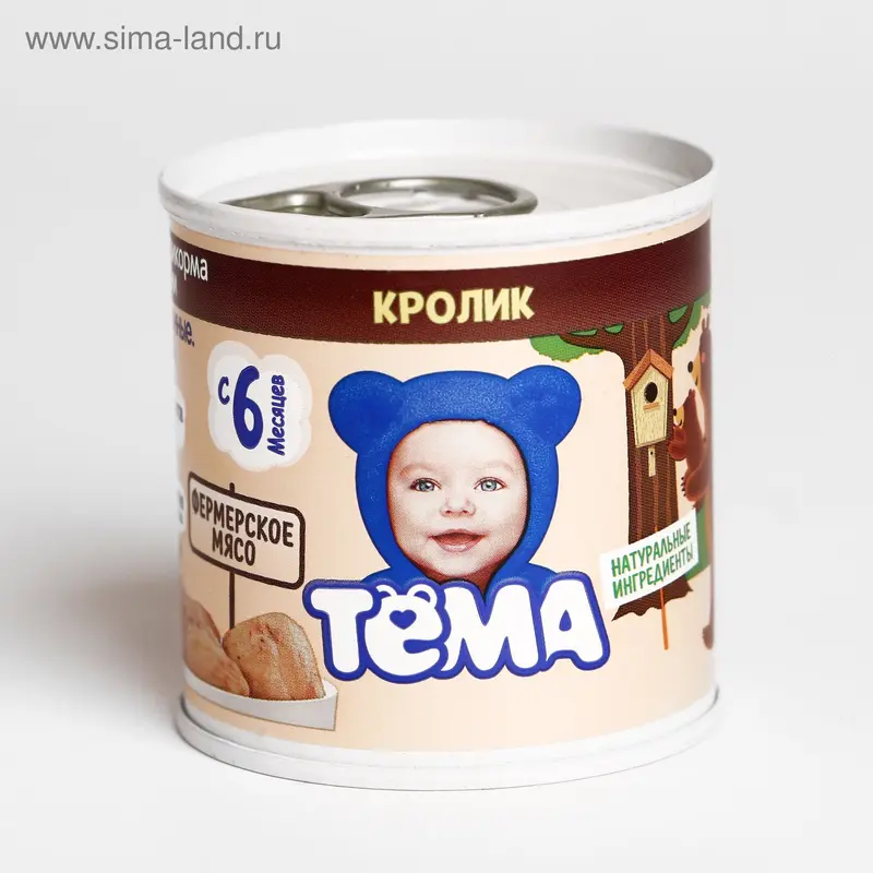 Пюре «Тёма» кролик, жестяная банка, 100 г