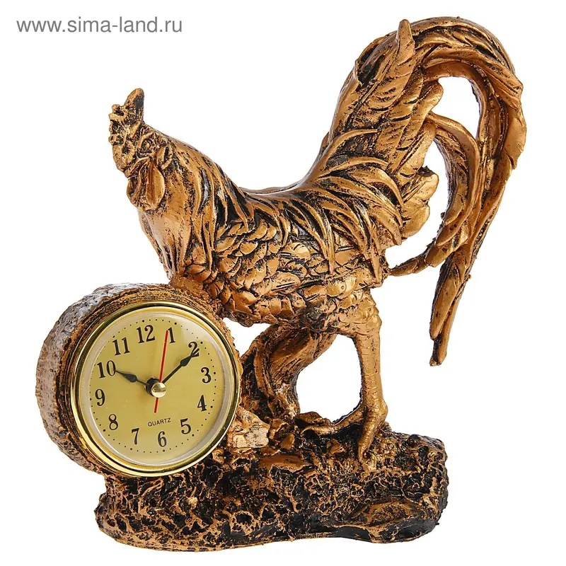 Часы настольные серия Полистоун. Птицы. Петушок 18*20см