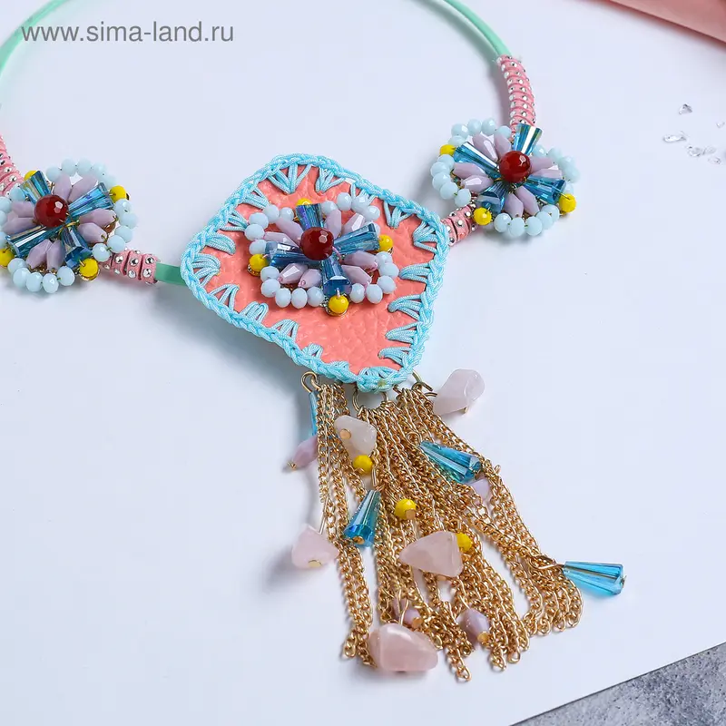Колье «Этника», крупное, цветное, L=35 см