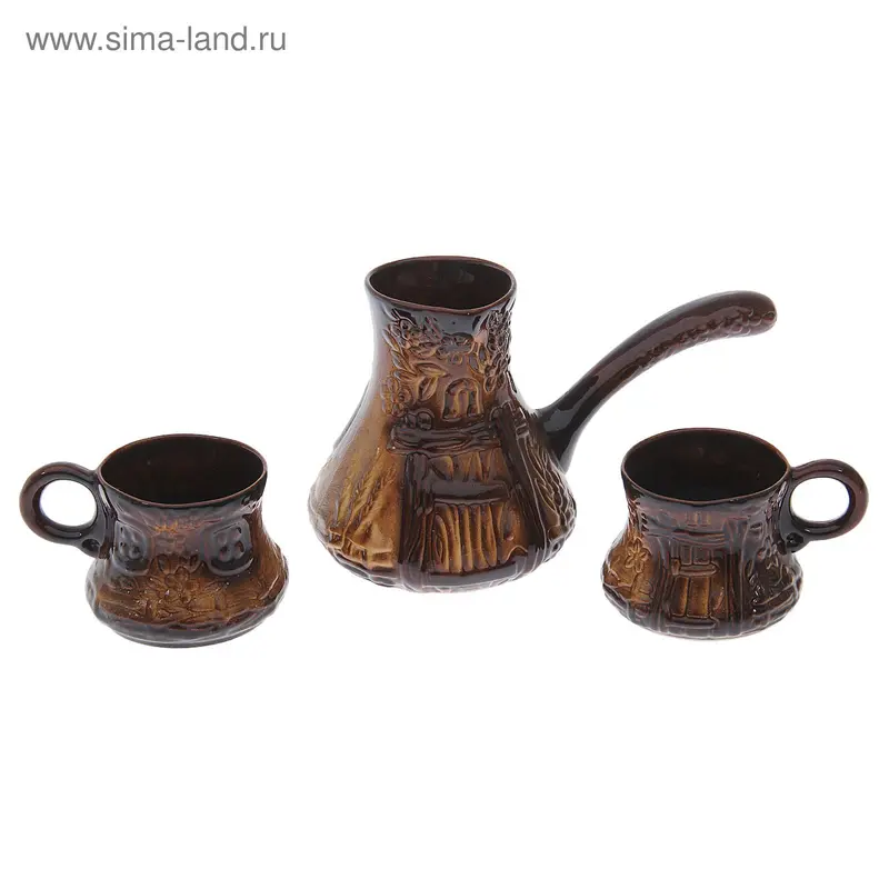 Кофейный набор 3 предмета, 0,9 л/ 0,22 л, микс