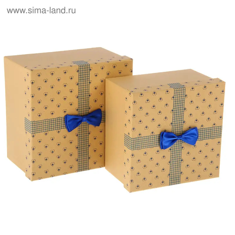 Набор коробок 2 в 1 "Сердечки", 23 х 23 х 14 - 20,5 х 20,5 х 12,5 см