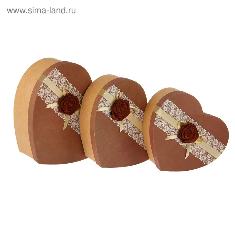 Набор коробок 3 в 1 "Роза", 32,2 х 29,5 х 11,7 - 25,8 х 22,5 х 8,7 см