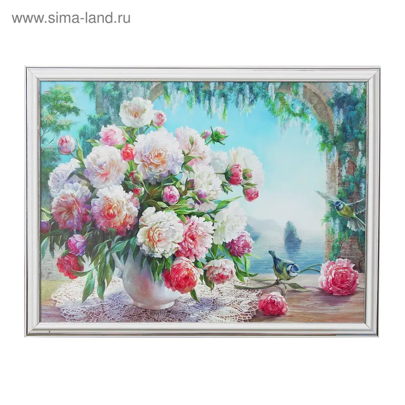 Картина "Пионы в вазе" 33*43 см