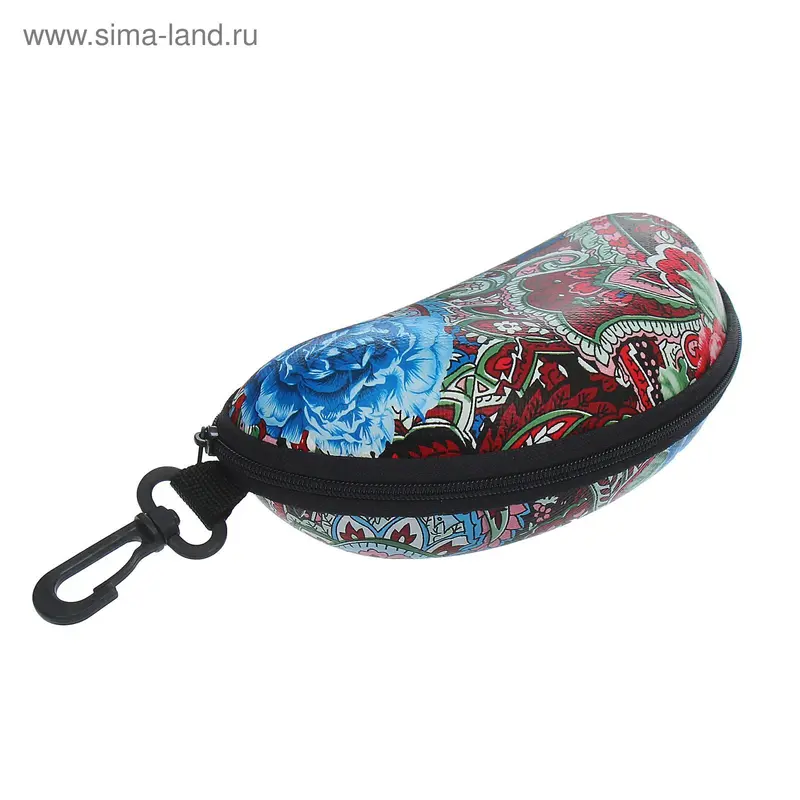 Футляр для очков "Букет" с карабином, цвет красный