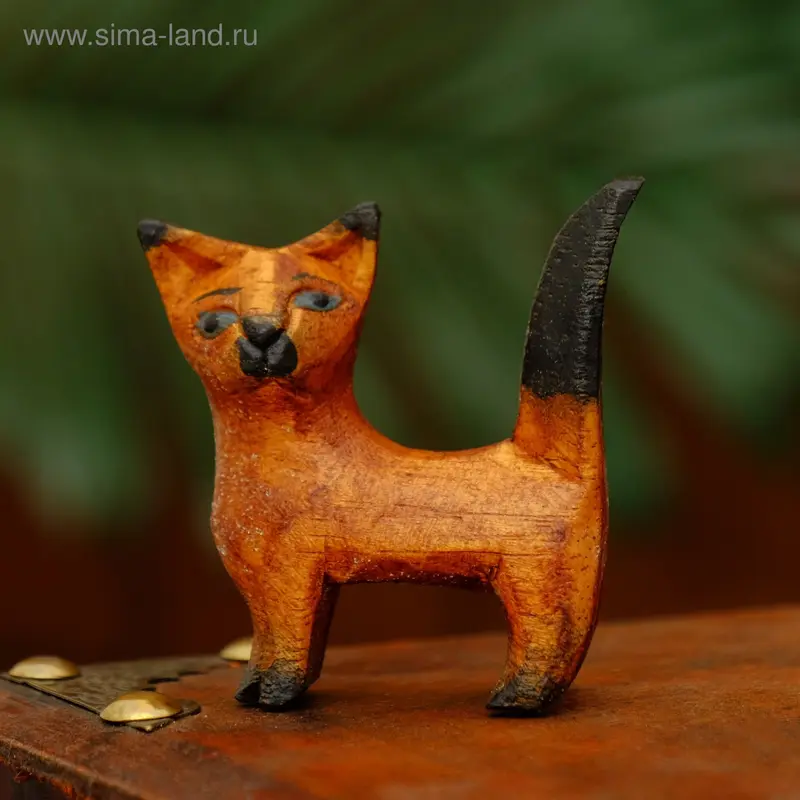 Сувенир дерево "Кот Джакарта хвост дыбом" 6х2,5х2 см