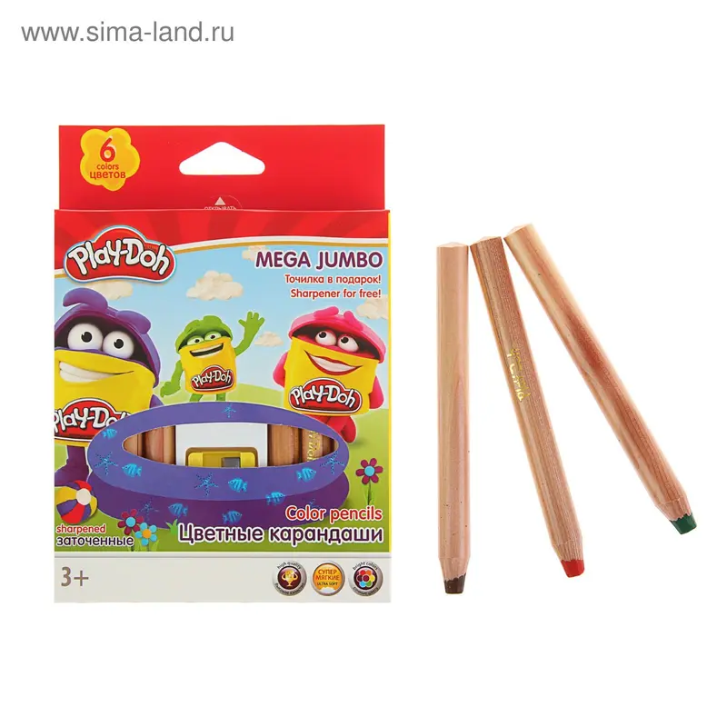 Карандаши Maxi 6 цветов Play Doh JUMBO