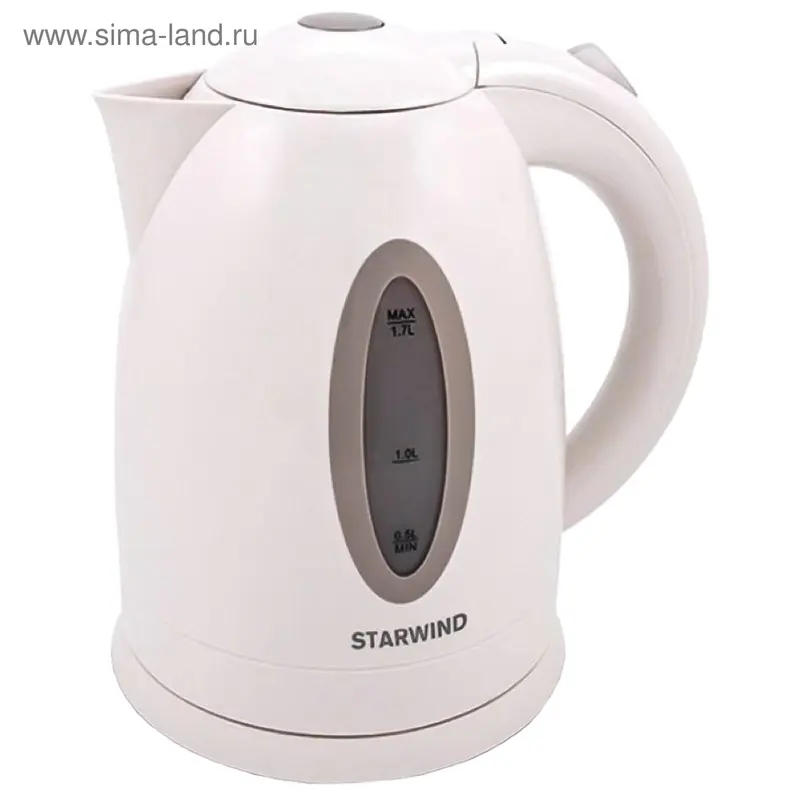 Чайник электрический Starwind SKP2211, 1.7 л, 2200 Вт, белый