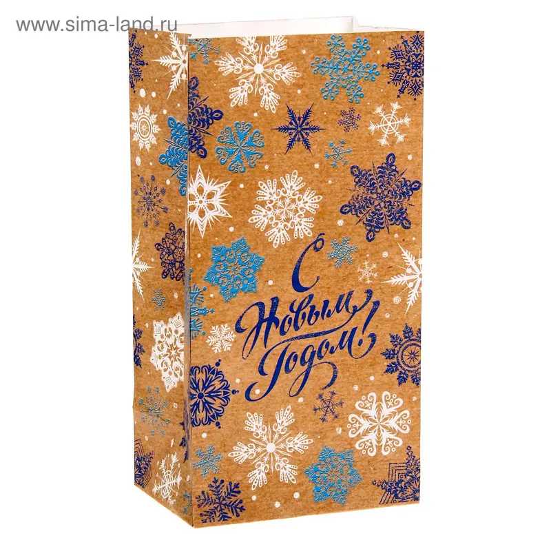 Пакет без ручек Снежинки «С Новым годом!», 10 × 19,5 см