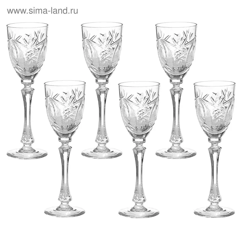 Набор рюмок для ликера 50 мл, 6 шт, высота 15,5 см