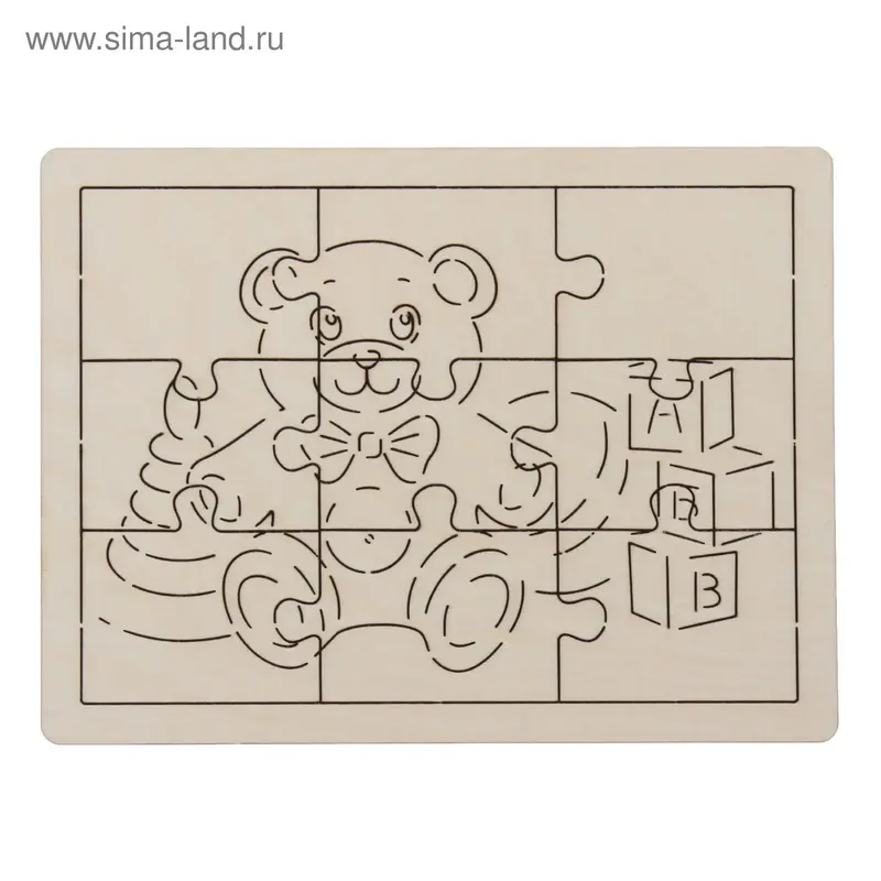 Рамка с пазлами "Мишка", 19х15 см