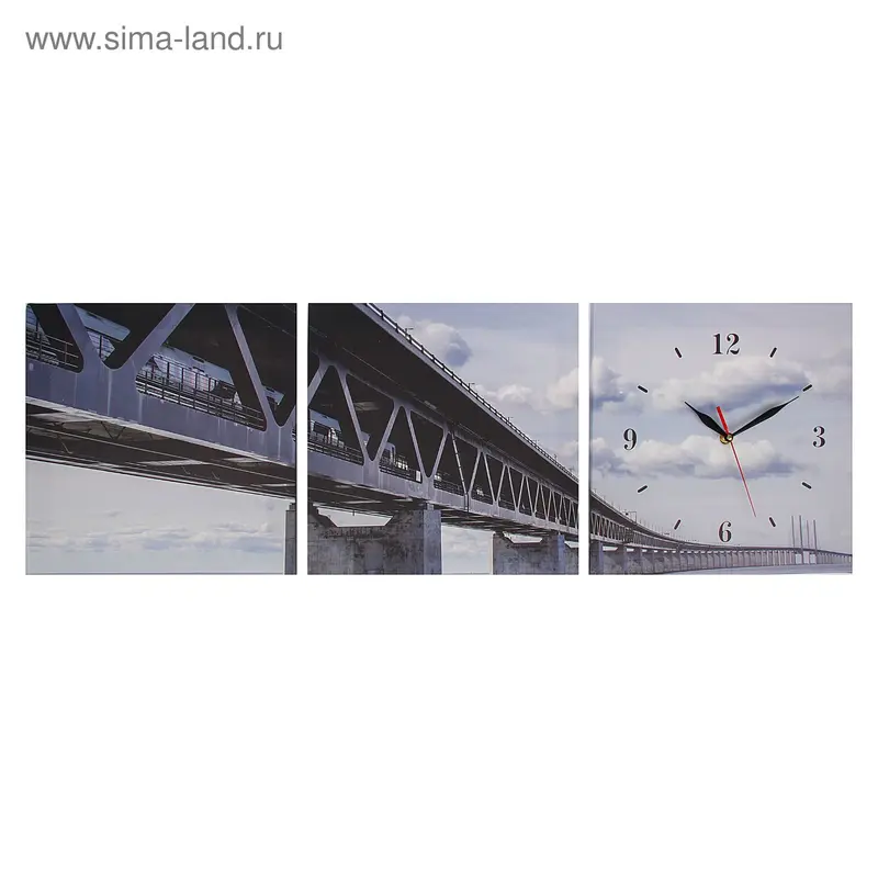 Часы-картина модульные «Длинный мост», 30 × 90 см