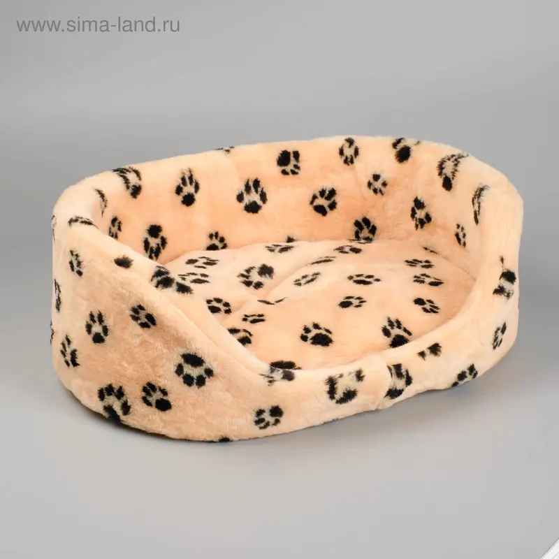 Лежанка овальная меховая, 49 х 36 х 17 см микс цветов