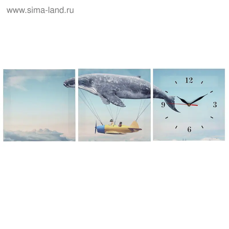 Часы-картина модульные «Дирижабль», 30 × 90 см