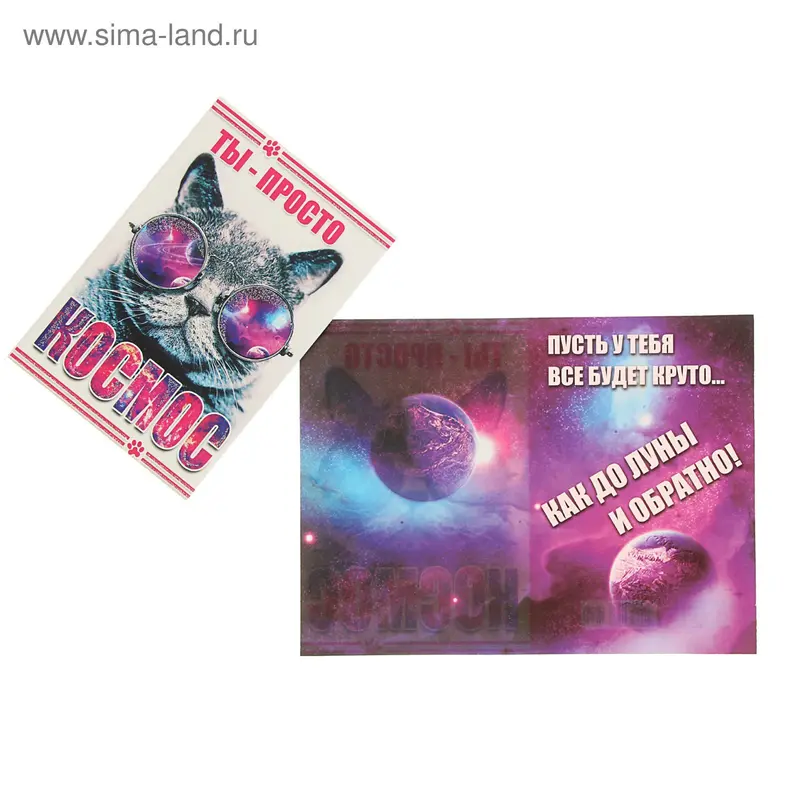 Открытка "Ты просто космос!" Кот в очках