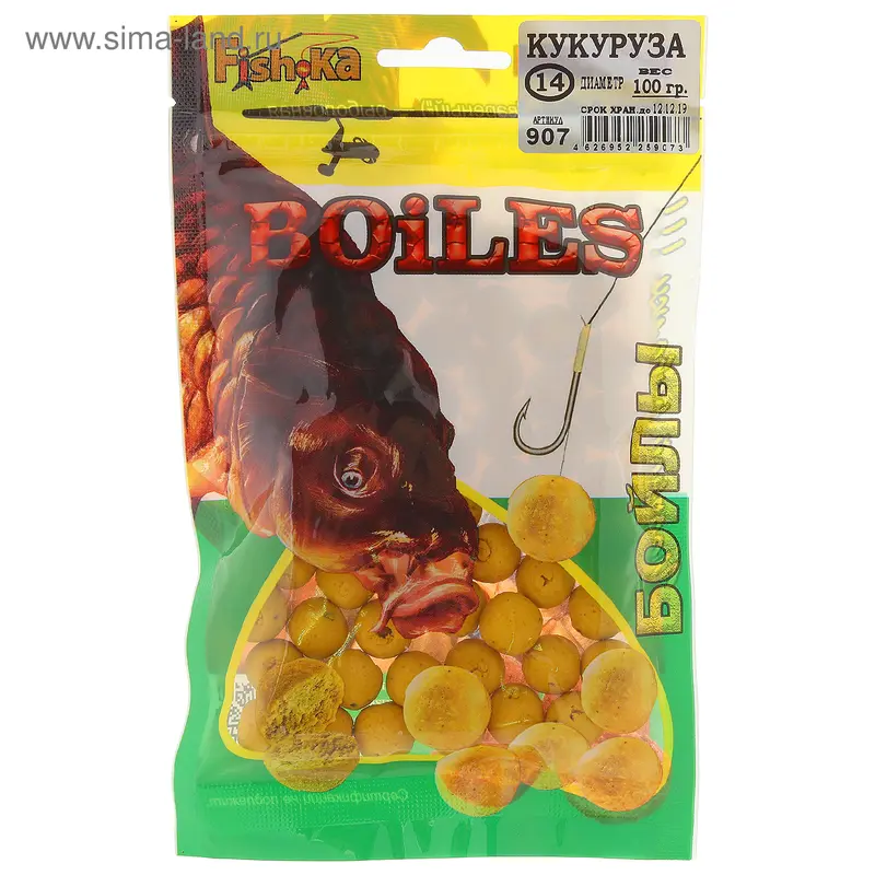 Бойлы Fish-ka кукуруза d=14 мм, вес 100 гр