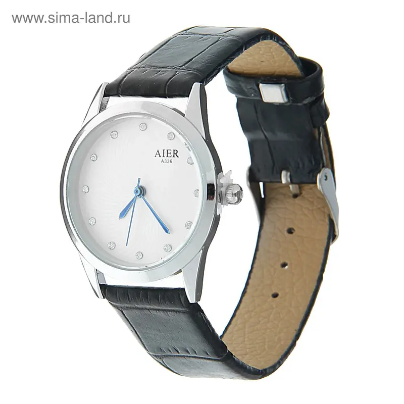 Часы наручные женские "Aier" классика, стразы,ремешок черный
