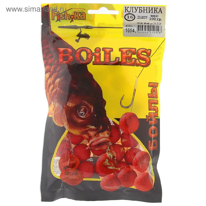 Бойлы Fish.ka клубника d=16 мм, вес 100 г